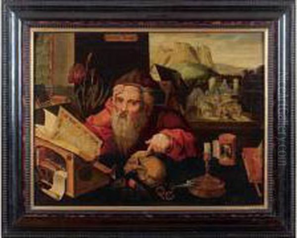 Saint Jerome Meditant Oil Painting by Marinus van Reymerswaele