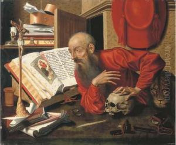 Saint Jerome In His Study Oil Painting by Marinus van Reymerswaele