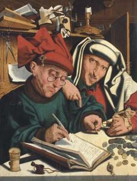 Two Tax Gatherers Oil Painting by Marinus van Reymerswaele