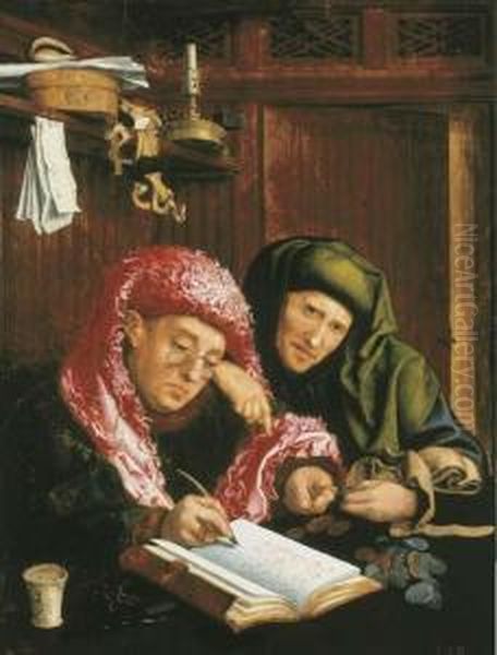 Two Tax Gatherers Oil Painting by Marinus van Reymerswaele