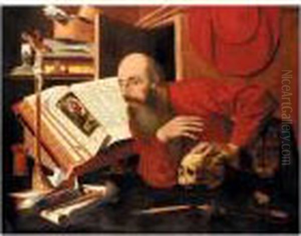 Saint Jerome In His Studio Oil Painting by Marinus van Reymerswaele