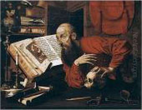 Saint Jerome In His Studio Oil Painting by Marinus van Reymerswaele