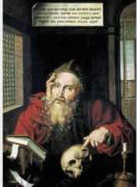 Saint Jerome Meditant. Oil Painting by Marinus van Reymerswaele