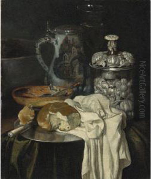 Still Life With A Beer Tankard Oil Painting by Pieter Gerritsz. van Roestraten