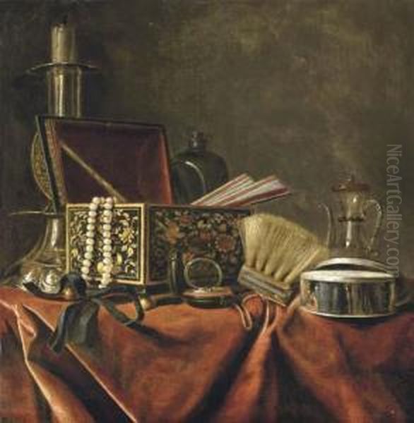 A Silver Candlestick Oil Painting by Pieter Gerritsz. van Roestraten