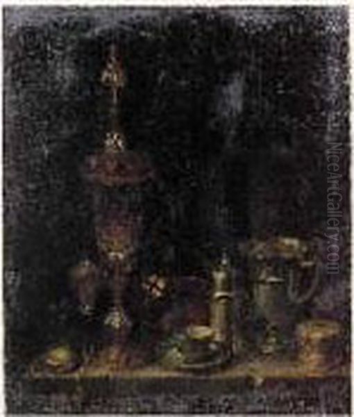 Nature Morte Au Hanap,carafe Et Argenterie Oil Painting by Pieter Gerritsz. van Roestraten