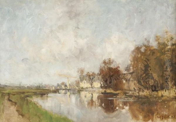 Fluslandschaft Oil Painting by Fredericus Jacobus Van Rossum Du Chattel