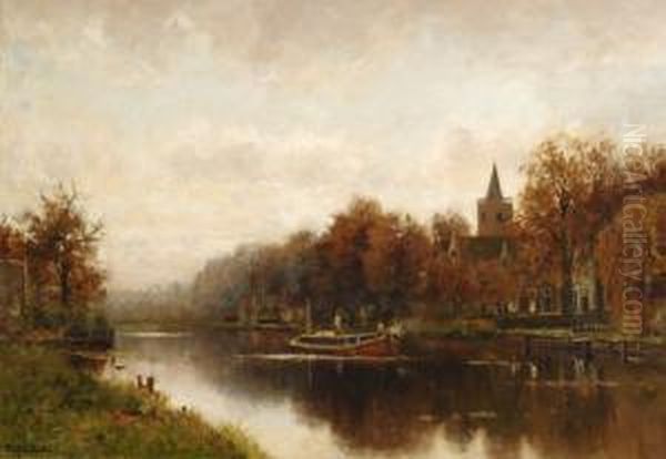 Vreeland Aan De Vecht Oil Painting by Fredericus Jacobus Van Rossum Du Chattel