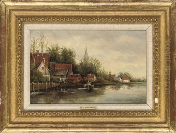 Punting On The River Oil Painting by Fredericus Jacobus Van Rossum Du Chattel