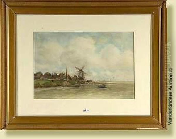 Paysage Fluvial En Hollande Oil Painting by Fredericus Jacobus Van Rossum Du Chattel