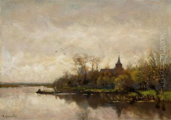 Early Morning Oil Painting by Fredericus Jacobus Van Rossum Du Chattel