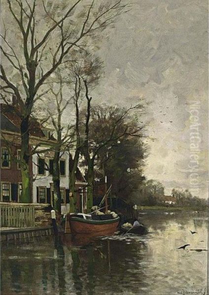 Unloading The Freight Oil Painting by Fredericus Jacobus Van Rossum Du Chattel