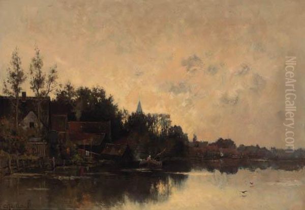 Late Summer Dawn Oil Painting by Fredericus Jacobus Van Rossum Du Chattel