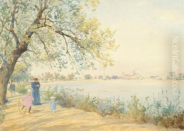 Putney Reach 'horace Van Ruith' (lower Right) Oil Painting by Horace Van Ruith