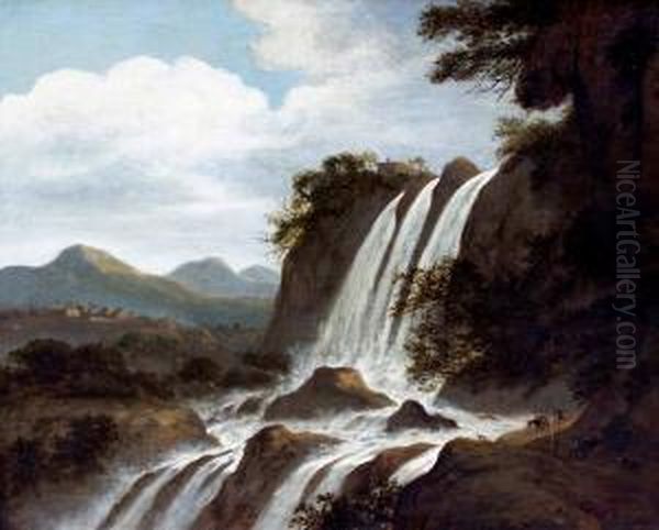 Landschaft Mit Wasserfall Oil Painting by Jacob Salomonsz. Ruysdael