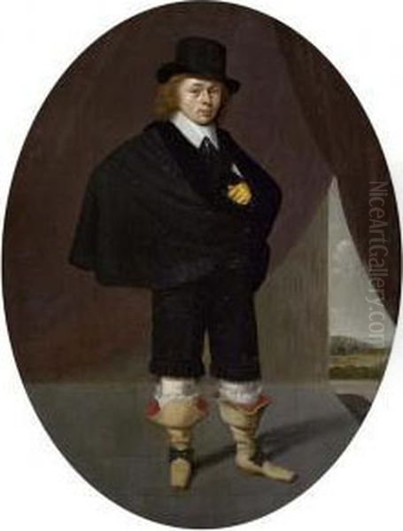 Stehender Junger Mann Mit Hut. Oil Painting by Dirck Verhaert