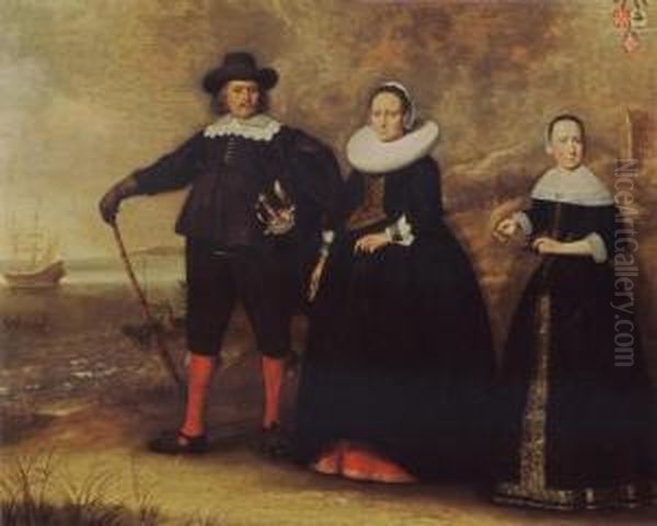 Family Portrait Of Possibly Otto Van Vollenhoven Oil Painting by Dirck Verhaert