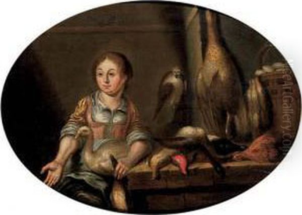 A Maid In A Kitchen Oil Painting by Floris Gerritsz. van Schooten