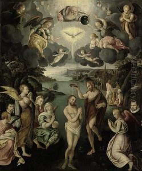 The Baptism Of Christ Oil Painting by Jan Van Scorel