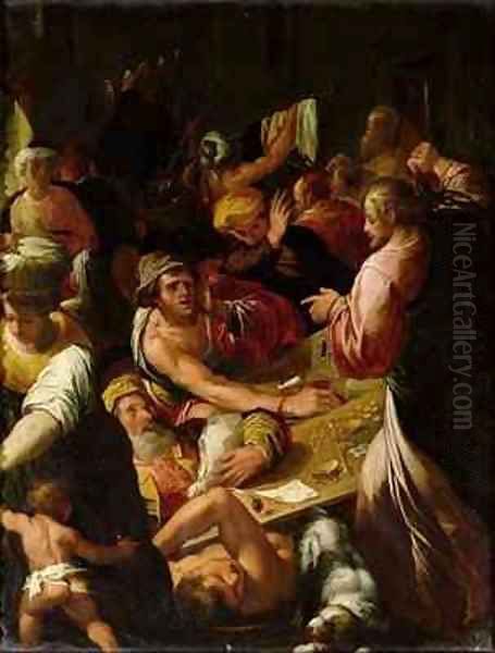 Jesus Chasing the Merchants out of the Temple Oil Painting by Alessandro di Vincenzio Fei