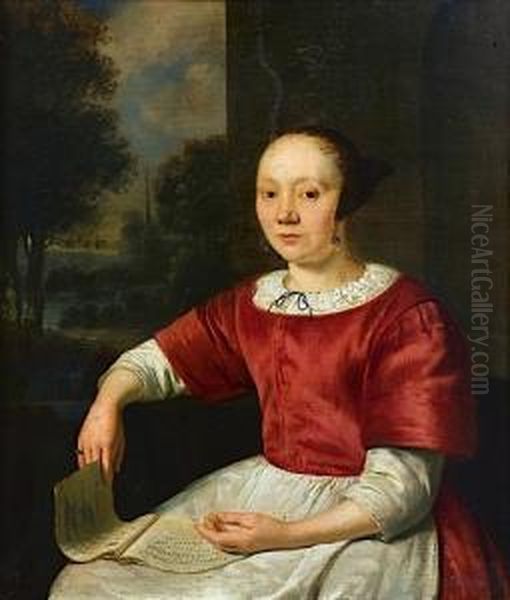 Jeune Femme A La Partition Oil Painting by Pieter Cornelisz. van SLINGELANDT