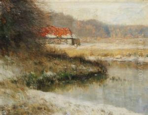 Landschap Met Hoeve Aan Het Water Oil Painting by Louis Willem Van Soest