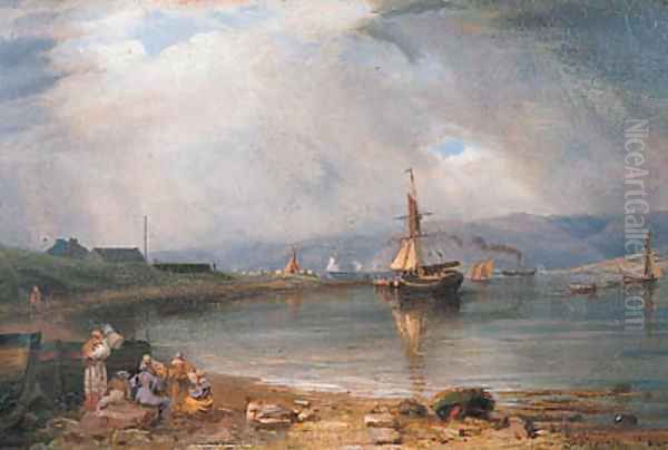 Whitefarland Point below Greenock Oil Painting by John Fleming