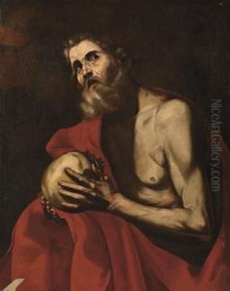 San Girolamo In Meditazione Oil Painting by Hendrick Zomeren Van Somer