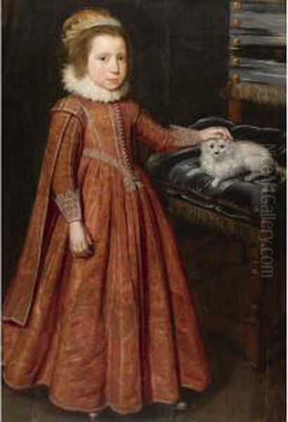 Portrait Of A Girl, Probably Lady Mary Feilding (1613-1638), Later Duchess Of Hamilton Oil Painting by Paulus Van Somer