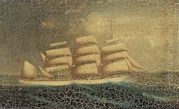 The four-masted barque, Milton Stuart at sea Oil Painting by Lai Fong