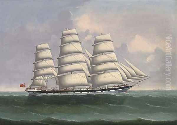 The coolie ship Avon under full sail Oil Painting by Lai Fong