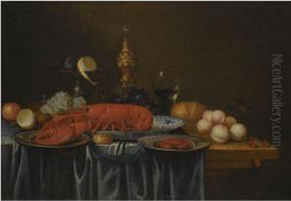 A Still Life With A Lobster Oil Painting by Joris Van Son