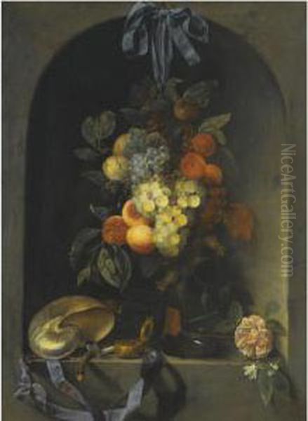 A Still Life With Peaches Oil Painting by Joris Van Son