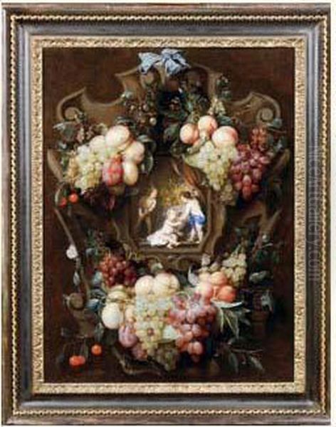 Guirlande De Fruits Et Putti Oil Painting by Joris Van Son