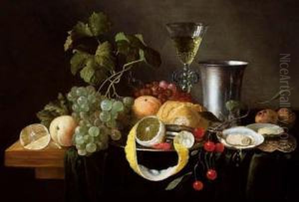 Still Life With Fruit And Venetian Glass. Oil Painting by Joris Van Son