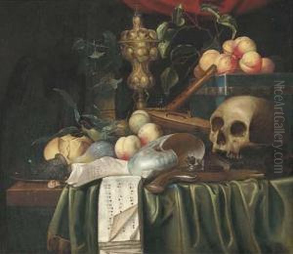 A Vanitas Still-life With A Skull Oil Painting by Joris Van Son