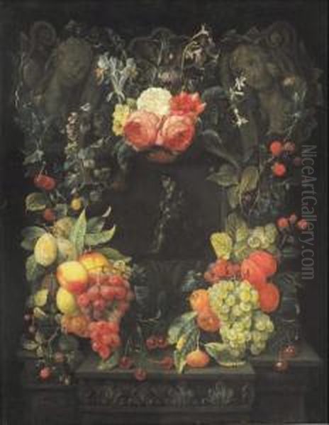 Natura Morta Con Fiori E Frutta Oil Painting by Joris Van Son