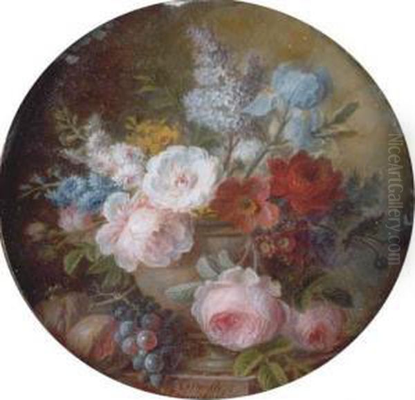 Cabbage Rose, White Rose Oil Painting by Cornelis van Spaendonck