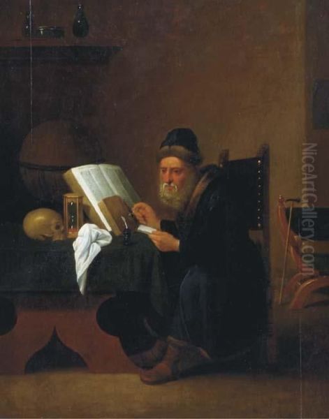 A Scholar In His Study Oil Painting by Jacob van Spreeuwen