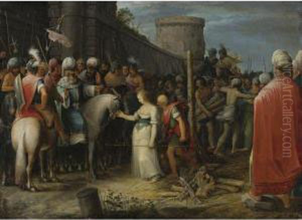 Tamar Being Led To The Stake Oil Painting by Adriaan van Stalbemt