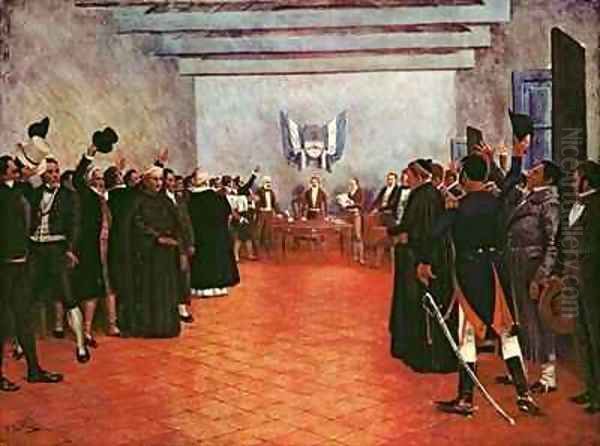 The Congress of Tucuman Declaration of the Independence of the United Provinces of Rio and the Plata Oil Painting by Fortuny, Francisco