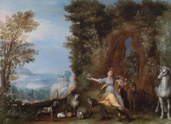 Cerere - Allegoria Della Fertilita Oil Painting by Adriaan van Stalbemt