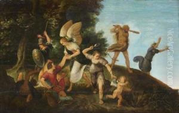 Scene De La Mythologie Oil Painting by Adriaan van Stalbemt