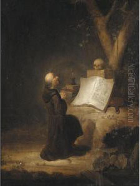 A Hermit In Prayer Oil Painting by An Adriansz Van Staveren