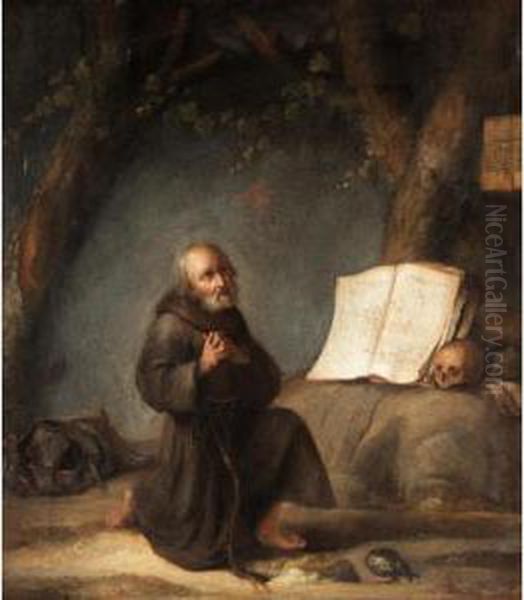 A Hermit Saint Praying In A Landscape Oil Painting by An Adriansz Van Staveren