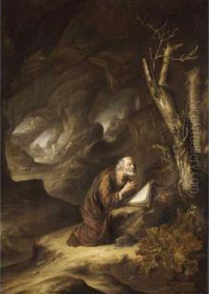 A Hermit Praying In The Wilderness Oil Painting by An Adriansz Van Staveren