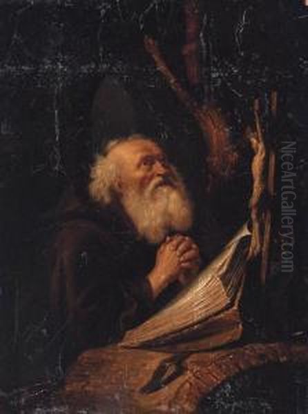 A Hermit At Prayer Oil Painting by An Adriansz Van Staveren