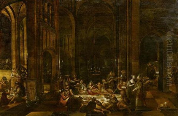 Temple Interior With Rich Sacrificial Offerings To The God Baal Oil Painting by Hendrick van, the Younger Steenwyck