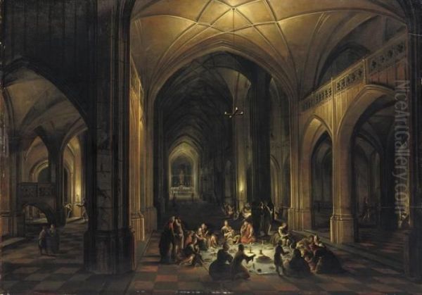 Baal's Priests Consuming The Offerings Of The People In A Temple Oil Painting by Hendrick van, the Younger Steenwyck