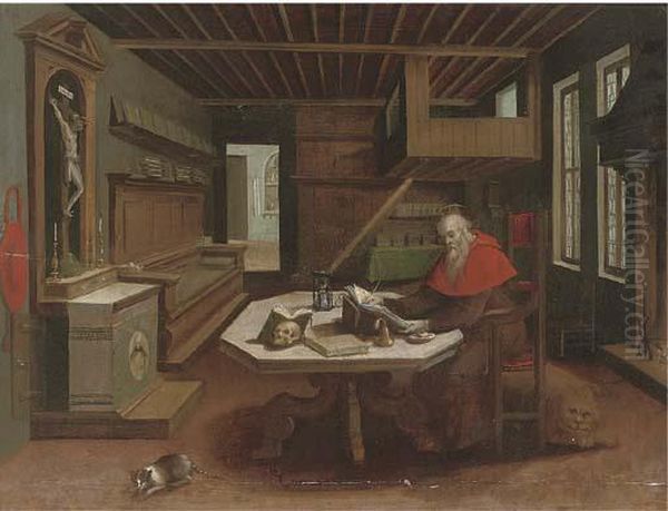 Saint Jerome In His Study Oil Painting by Hendrick van, the Younger Steenwyck